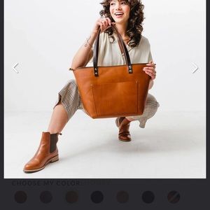 Portland Leather pocket zip tote